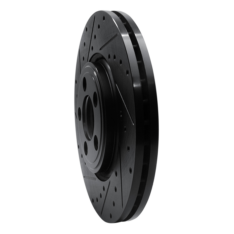 Jaguar XK Brake Rotor (1) - Front Left - R1 Concepts - Drilled & Slotted - Black - `06-`10